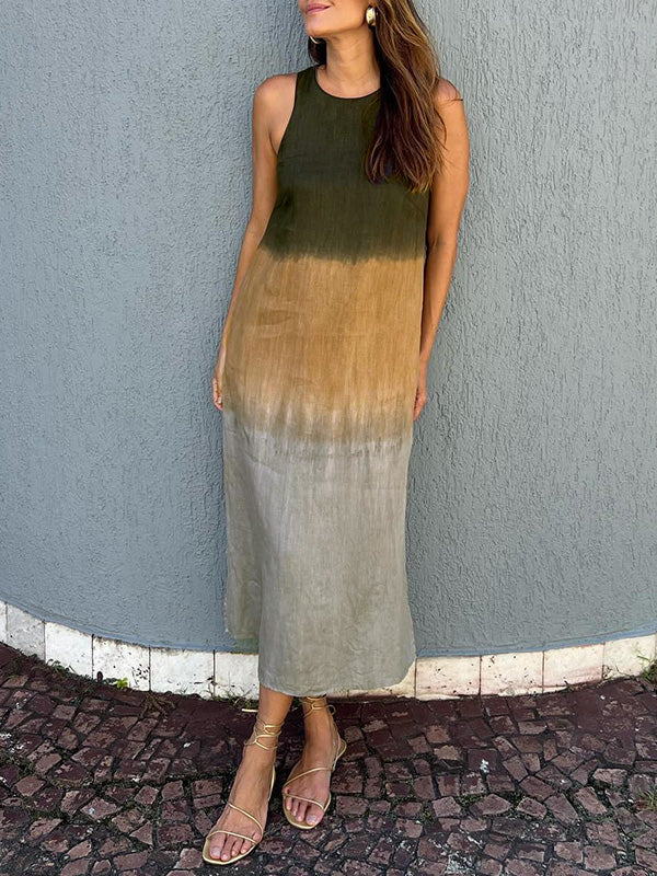 Maribel | Elegante vestido estampado de algodón y lino