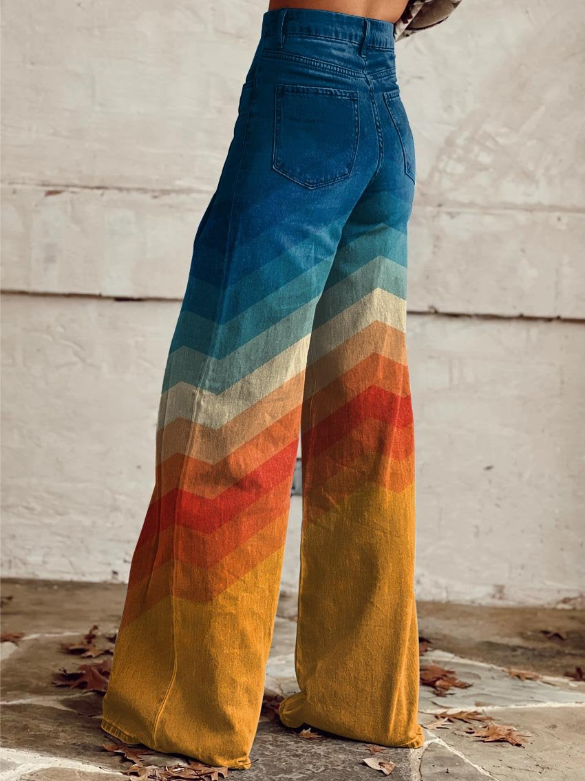 Ariana | Pantalones Retro con Estampado en Zigzag, Elegantes y Modernos