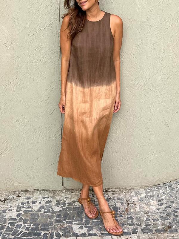 Maribel | Elegante vestido estampado de algodón y lino