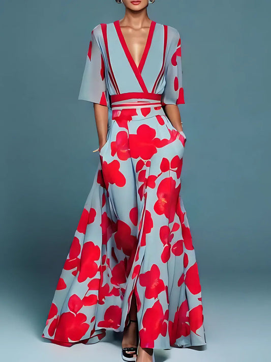 Erika | Elegante vestido cruzado con estampado floral