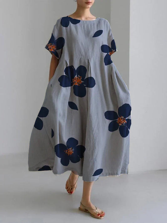 Lucía | Vestido largo floral de corte relajado y detalles elegantes para días chic