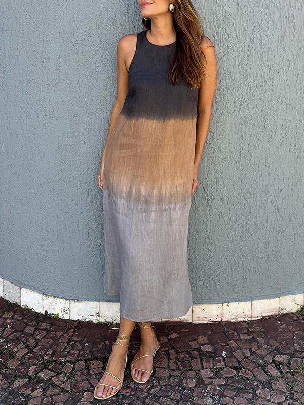 Maribel | Elegante vestido estampado de algodón y lino