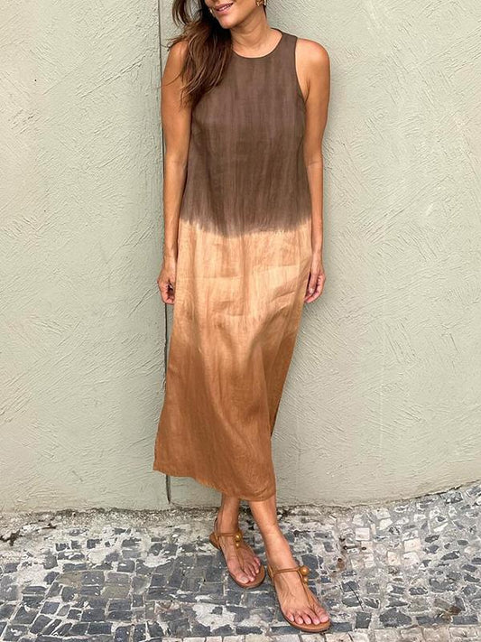 Maribel | Elegante vestido estampado de algodón y lino